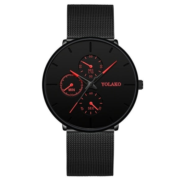Mens Fashion Watches for Men Business Casual Ultra Thin Clock Male Stainless Steel Mesh Belt Quartz Watch